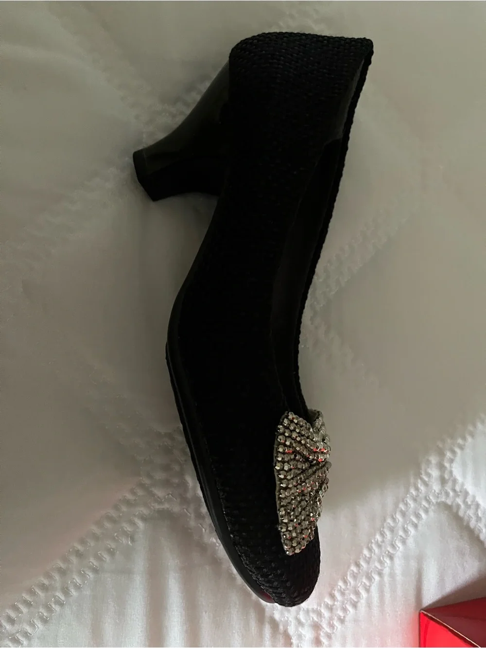 AEROSOLES Black Dress Pumps with Silver Bow